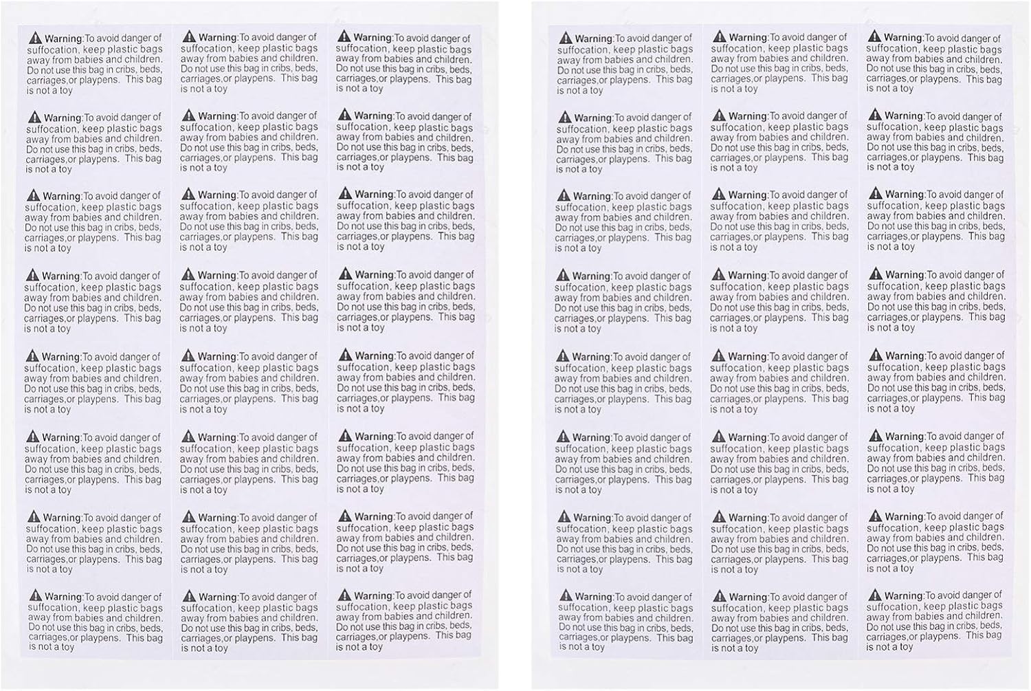 EXCEART 1000pcs Suffocation Warning Label Self Adhesive Rectangular