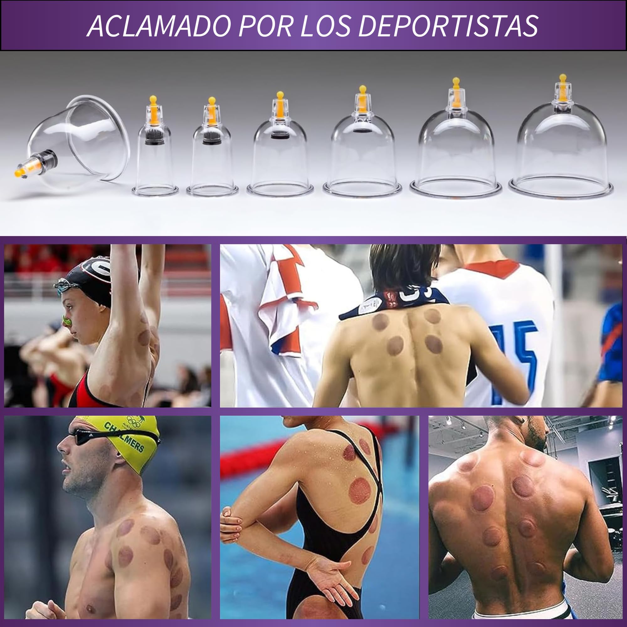 Uplife Set de 12 Ventosas Fisioterapia - Ventosaterapia Masaje de Espalda, Dolor de Espalda y Cuello, Vacumterapia Glúteos - Masajeador para Celulitis y Masaje Anticelulítico Reductor
