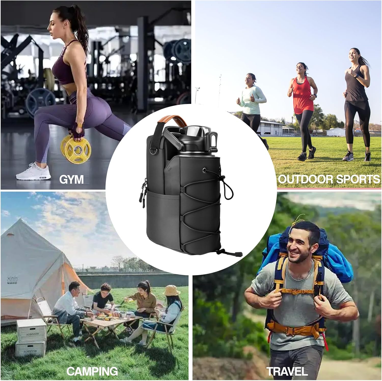 Magnetic Gym Bag for Men and Women with 64OZ Water Bottle Holder & 4 Powerful Magnets, Small Crossbody Duffel Pouch for Sports Work Travel Fitness Gym Bags - Image 6