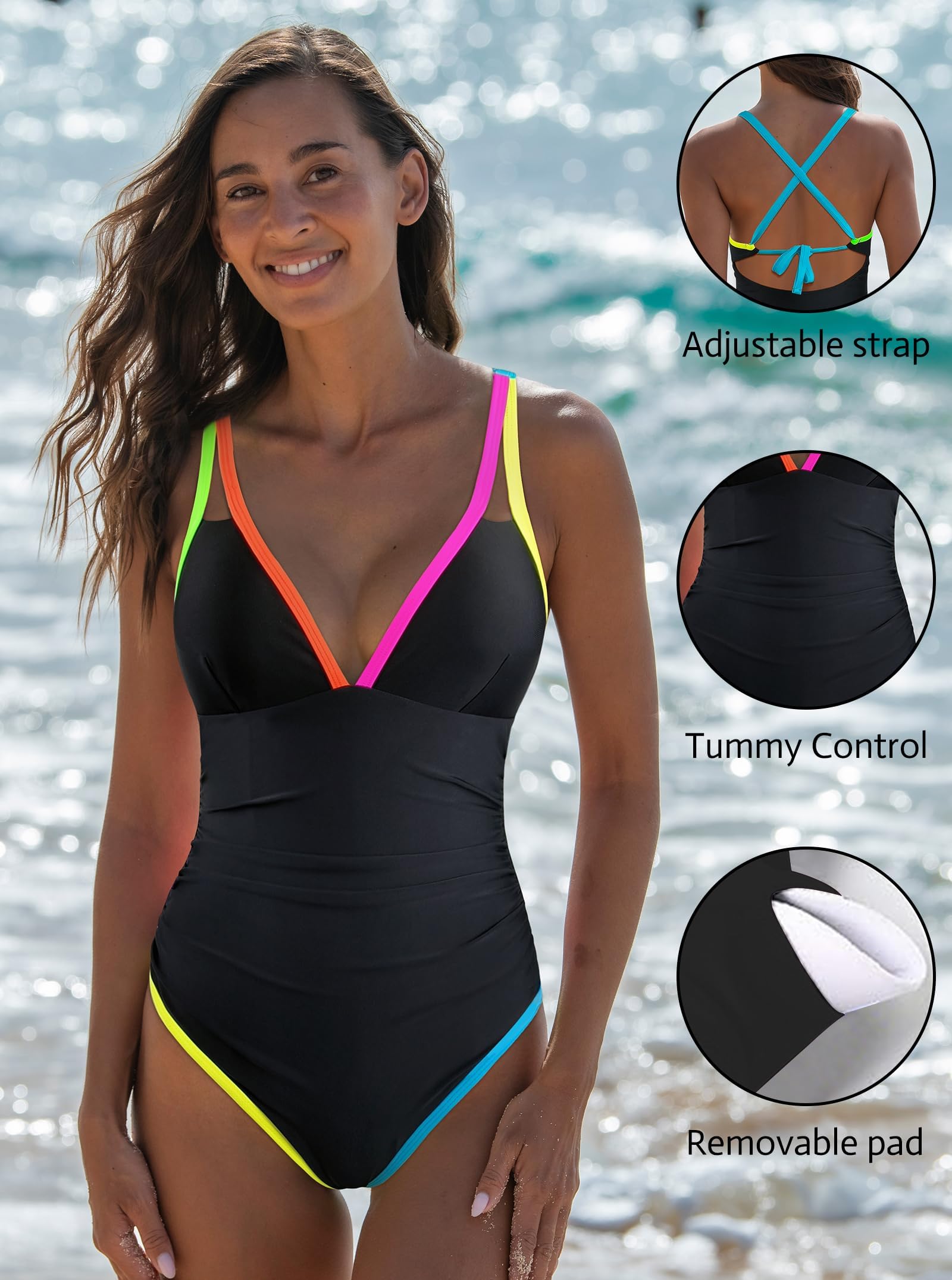 popvil Maillot de bain une pièce pour femme 2026 avec gainage du ventre