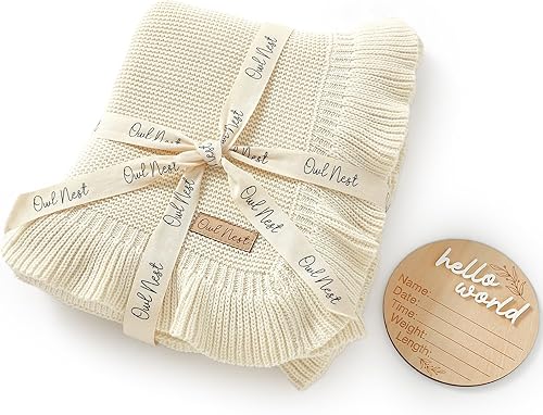 Manta de bebé  Manta de punto 100% algodón  Manta recibidora  Manta de algodón cálida y acogedora unisex, manta de cuna para recién nacidos, bebés