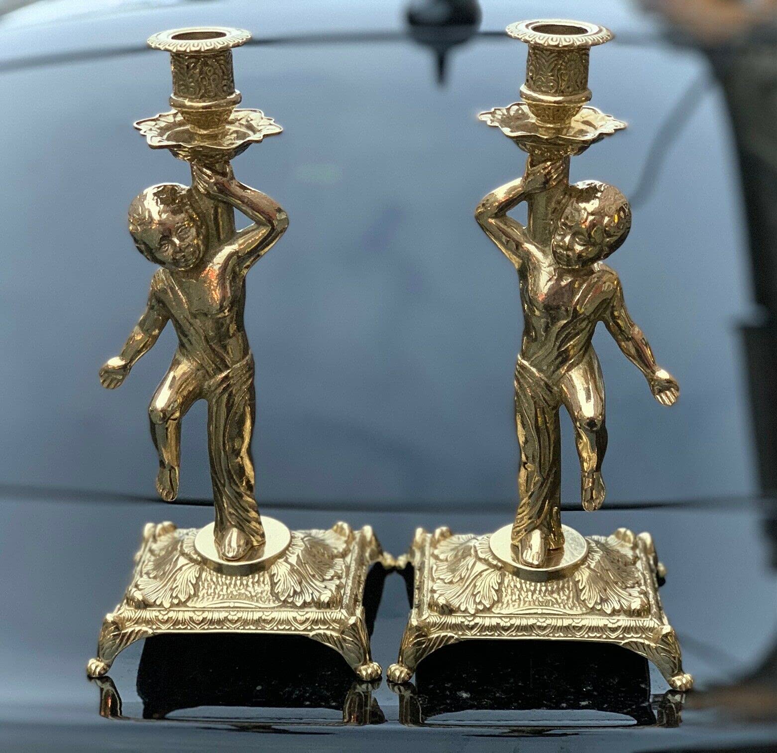 2 x Kerzenleuchter Messing Kerzenständer Gold Kerzenhalter 28cm Tischdekoration Kerzenständer Antik Stil Kerzenhalter Barock jugendstill Tischleuchter Tischdeko 82109