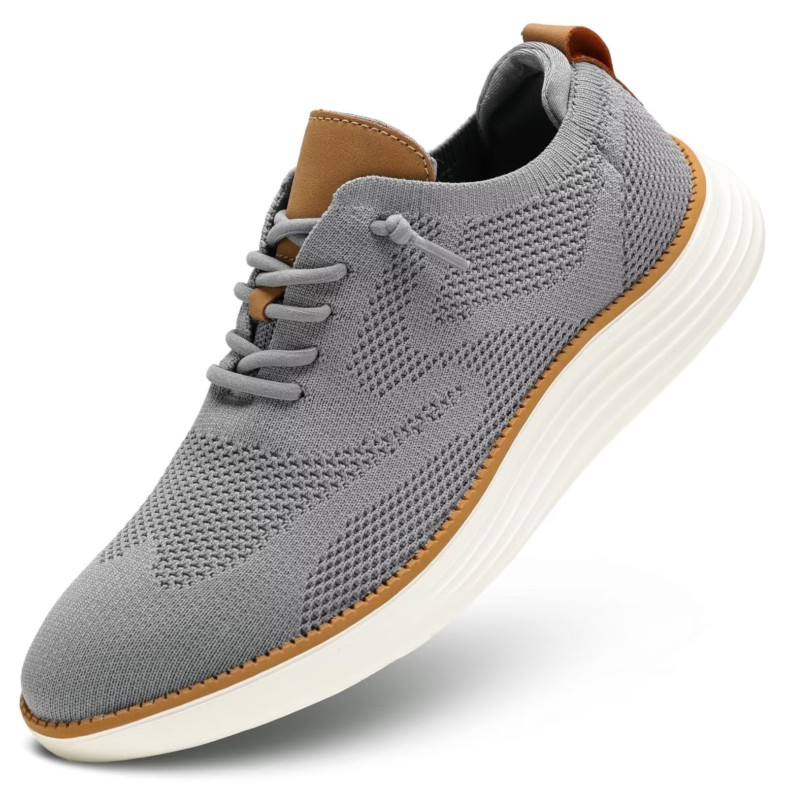Zapatos formales Oxford cómodos de malla transpirable gris para hombre de vestir 8