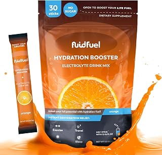Hydration Packets - Orange Electrolytes Powder No Sugar, No Gluten, No Fats, Keto-Friendly Electrolyte Drink Mix with Vitamin C, B3, B6, B12, Travel Hydration Multiplier Packets - 30 Sticks