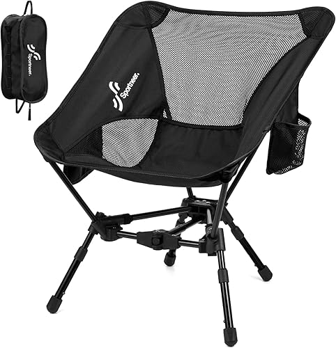 Sportneer Silla de camping portátil ligera, sillas de campamento de altura ajustable para adultos, silla compacta plegable para mochilero, silla al