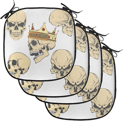 Miniatura 136 de Lunarable Cojín retro para silla, dibujo de chica a la moda en tierra primavera campo margaritas arte, acolchado de asiento para cocina y patio con