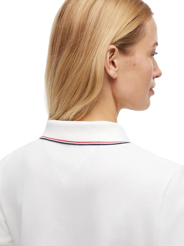 Tommy Hilfiger Women's Regular Short Sleeve RWB Pique Polo, Ecru Medium by Tommy Hilfiger - Used condition - Image 2