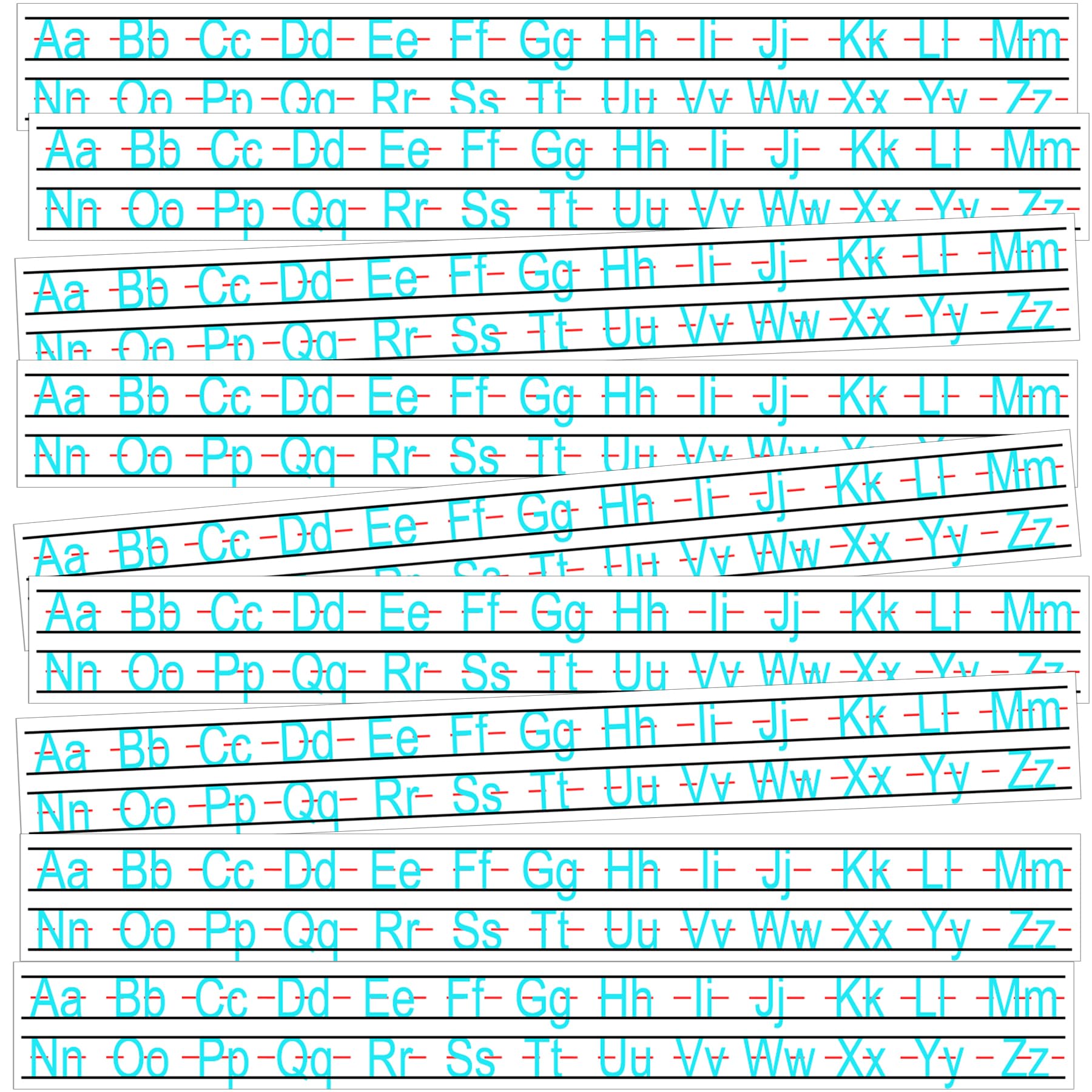 12 Pack Alphabet Letters Desk Strips & Numbers Desk Strips - 1 x 8 Inch Art Removable Stickers Cursive Letters Desk Strips 26 Letter Worksheet Labels for School Classroom Office