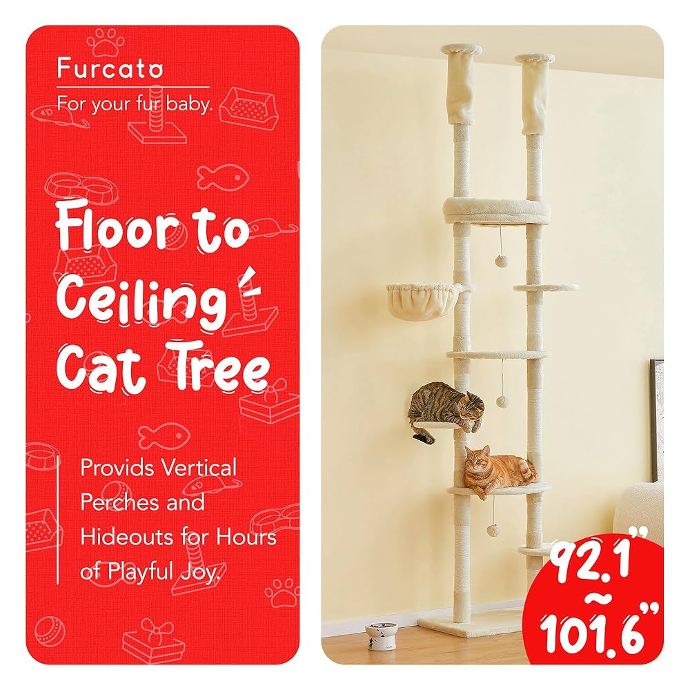 Amazon.com : Furcato Cat Tree, Floor to Ceiling Cat Tower