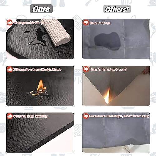 Miniatura 4 de Sakolla Alfombrillas para debajo de la parrilla de 48 x 30 pulgadas para parrilla al aire libre, almohadilla ignífuga para fogata, parrilla,