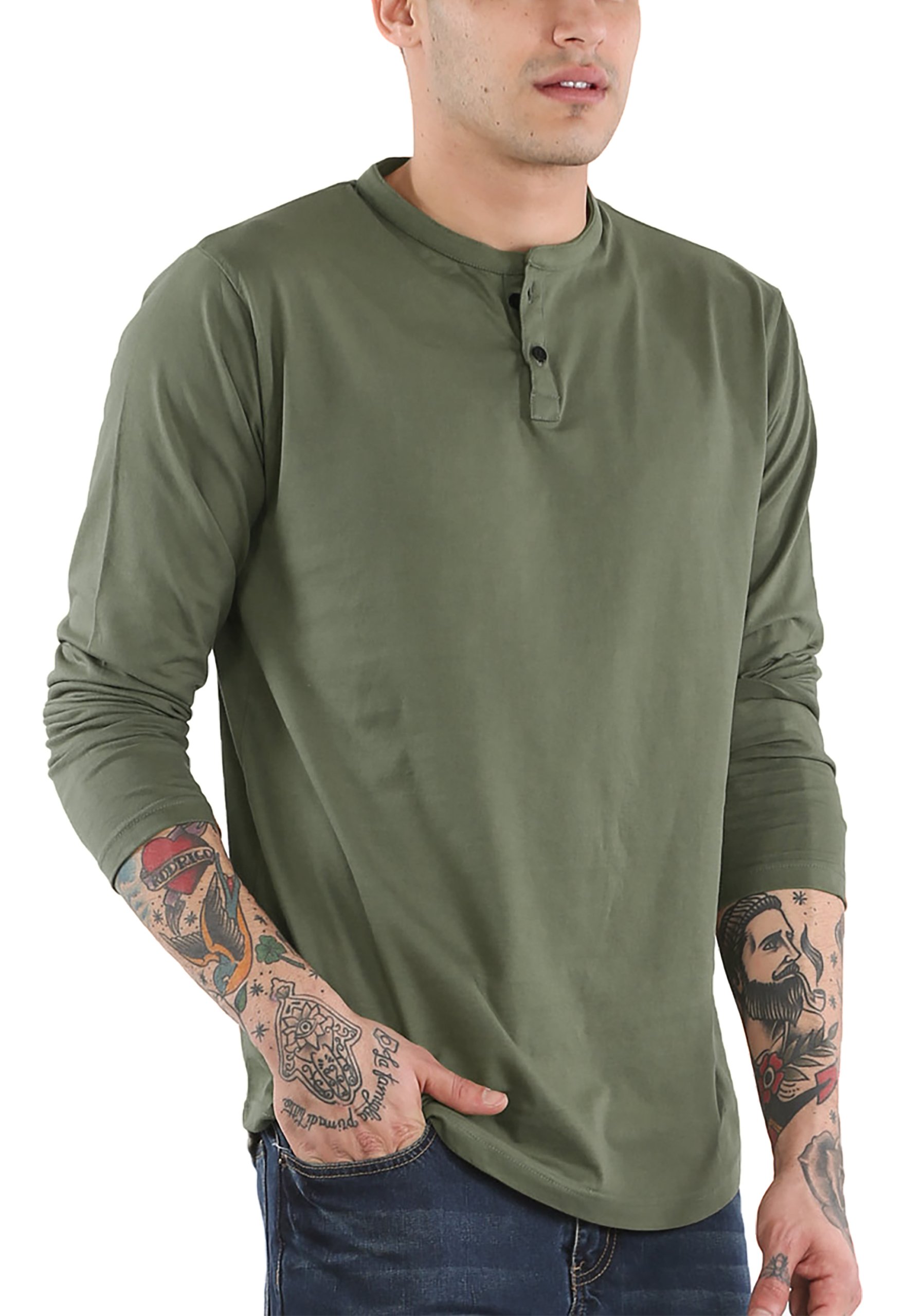 Henley Full Sleeve Cotton T-Shirt 