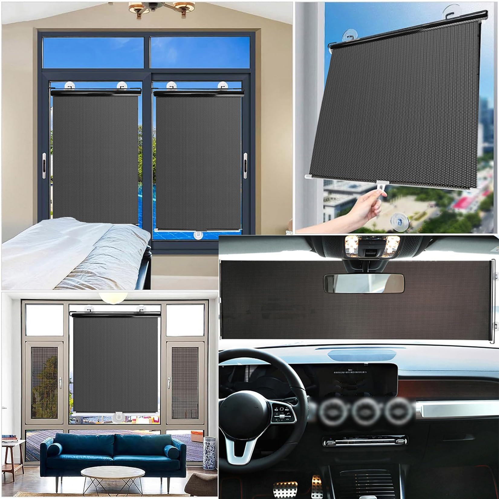 Store Occultant sans Perçage pour Fenetre 80x190cm Rideau Enrouleurs Thermiques avec Ventouse,Transmission De La LumièReprotection Solaire,pour FenêTre De Toit Chambre/Salon/Bureau/Voiture