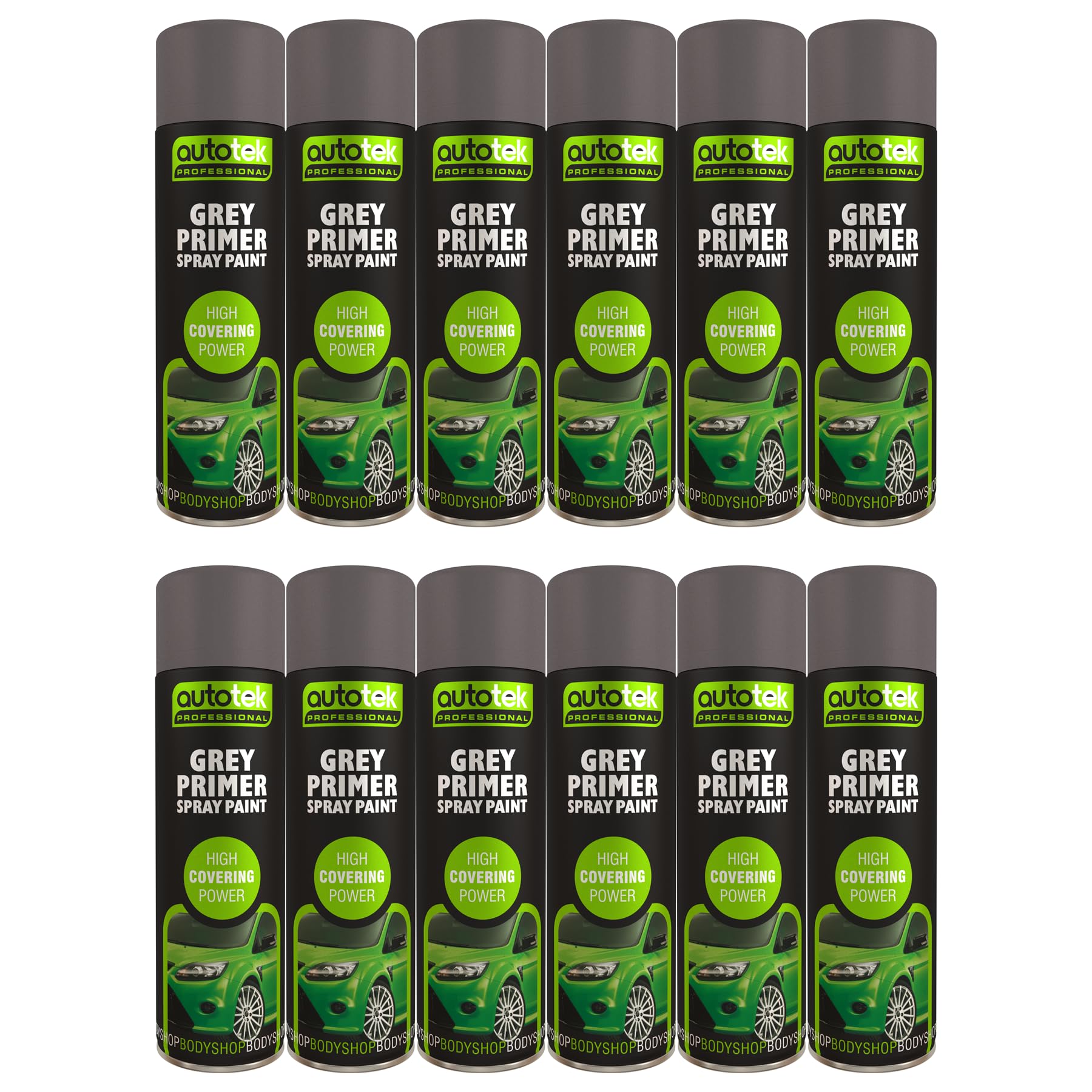 AutoTek Grey Primer Multi-Purpose Aerosol Spay Paint 500ml x12