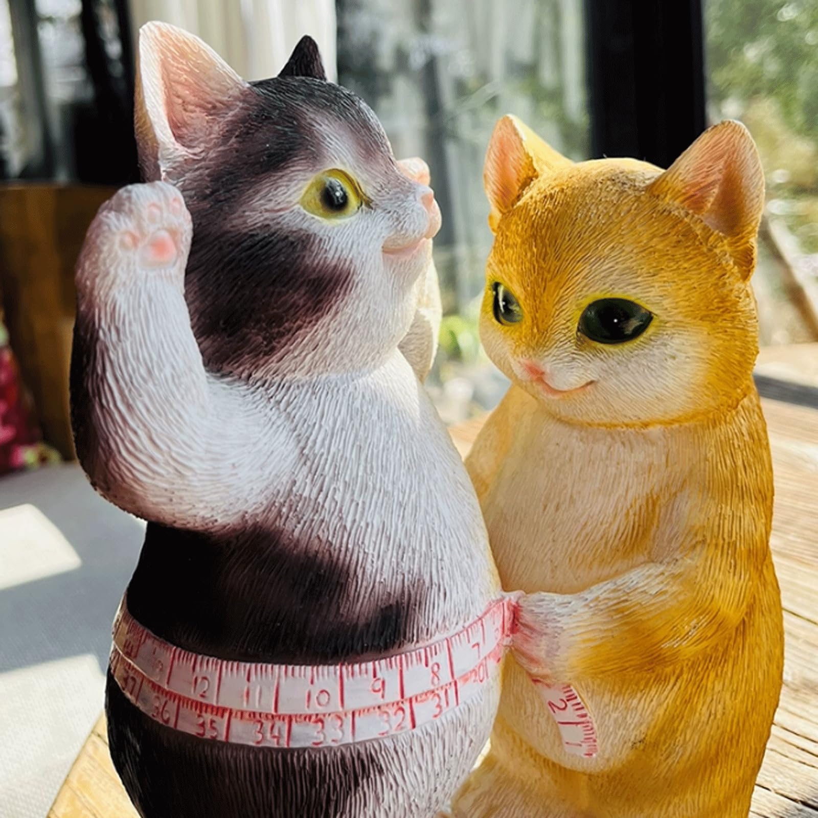Yofab Bellissima Scultura di Gatto in Resina per Decorazioni per la casa - Gatti Dimagranti, Statuetta di Coppia di Gattini - Scultura Artistica realistica per scrivania