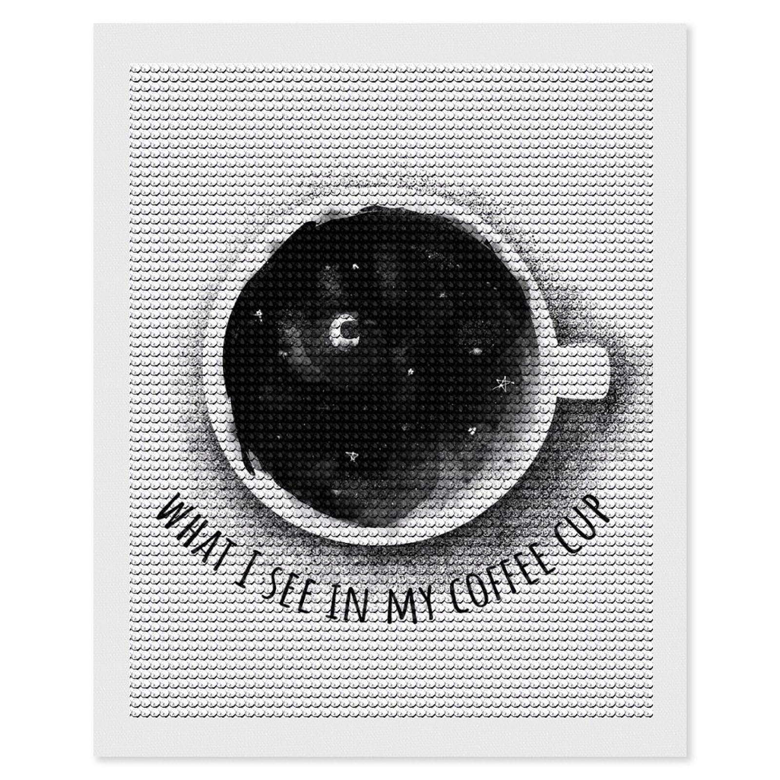 Junmoney Coffee Cup Diamond Art Kit 16"x20", Neat Printed Canvas, Finish and Display, Relaxing DIY Hobby, Living Room Decor