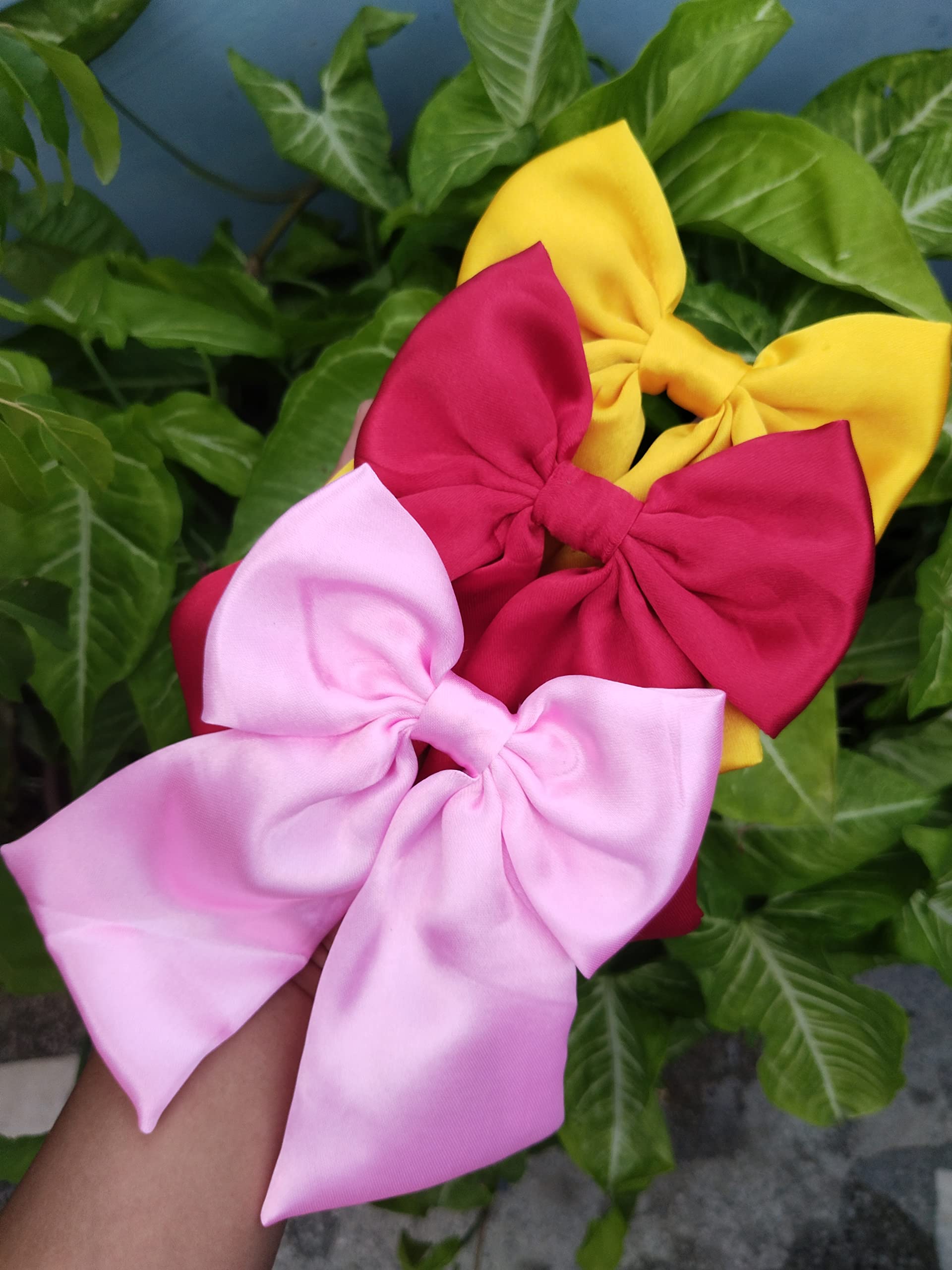 Karki Fusion 3Pc Satin Hair rubberband Pink, Yellow & Red Bow Hair rubber band/Hair Tie for Women & Girls (Pack of 3 pc) (B0B86NYVK4) Amazon Price History, Amazon Price Tracker