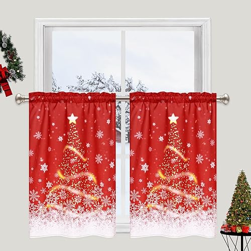 BLEUM CADE Cortinas traslĂşcidas de Navidad con estampado de copo de nieve para sala de estar y dormitorio, 84 pulgadas, color dorado brillante, BLEUM CADE Cortinas traslĂşcidas de Navidad con estampado de copo de nieve para sala de estar y dormitorio, 84 pulgadas, color dorado brillante,