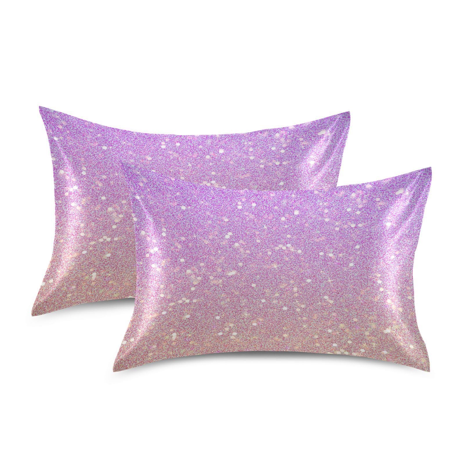 Yellow Violet Glitter Sparkle Shiny Satin Rectangle Pillowcase Soft Throw Pillow Cover for Sofa Car Bedroom Living Room 40x20in