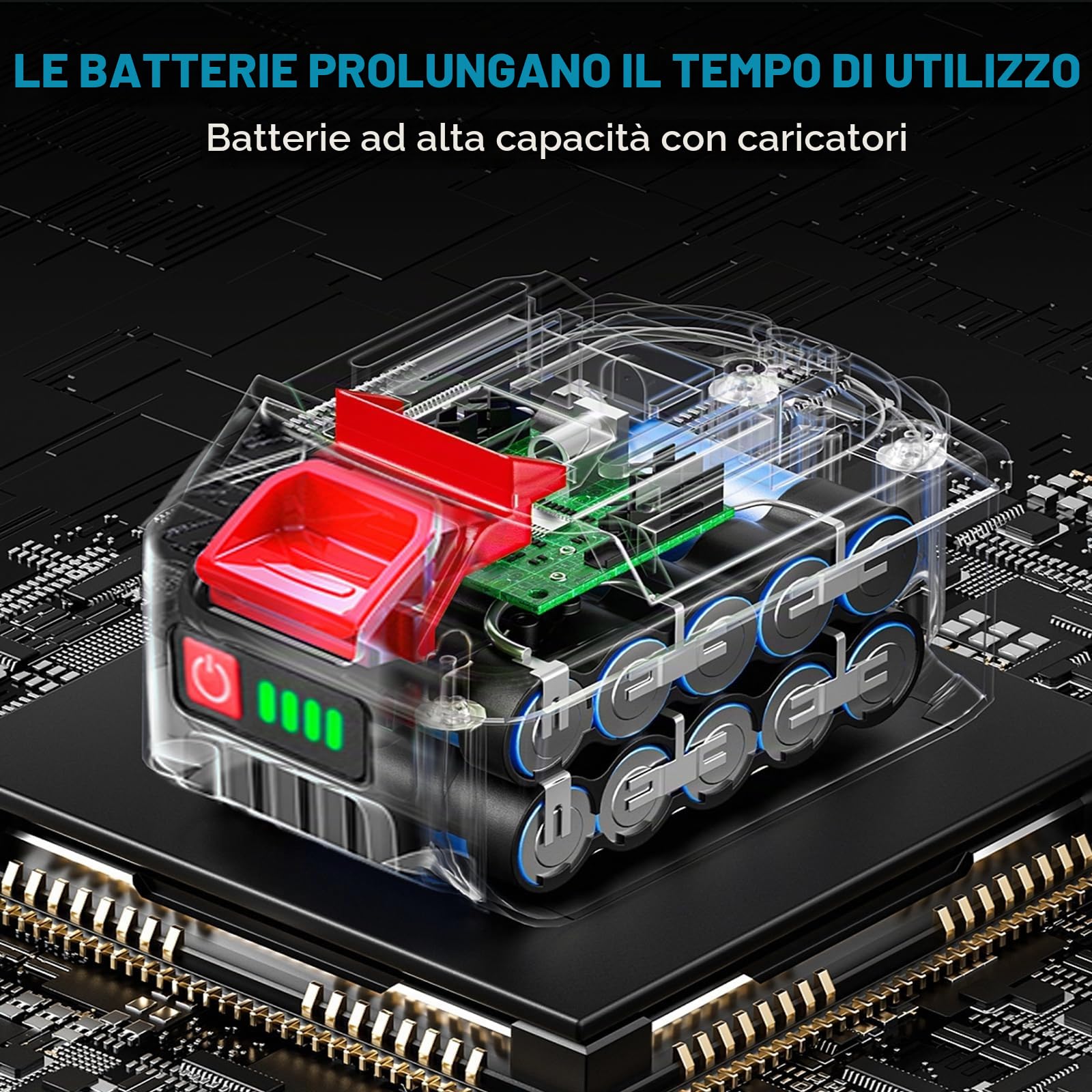 ONEVAN Aspirapolvere Industriale a Batteria 2-in-1 10L Bidone con 2x3,0Ah | 300W Brushless, 22KPa Aspirazione, 3 tubi prolunga & ugelli, 2m tubo, Carica rapida, Per trucioli legno, officina, auto