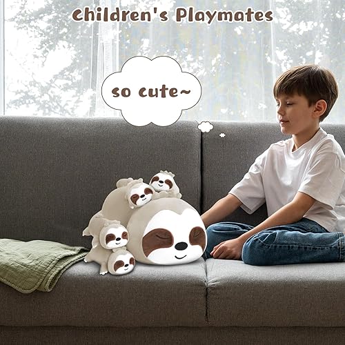 Vista 59 de Almohada de capibara, adorable almohada de peluche de animal, con 4 peluches bebés en su barriga, de algodón suave, regalo para niños