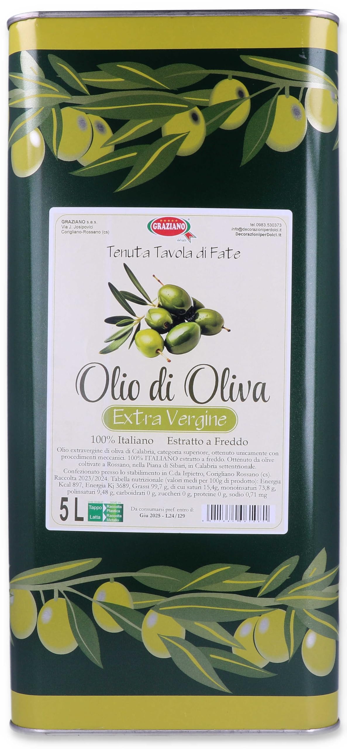 Olio extravergine di Oliva di Calabria 5 Lt.