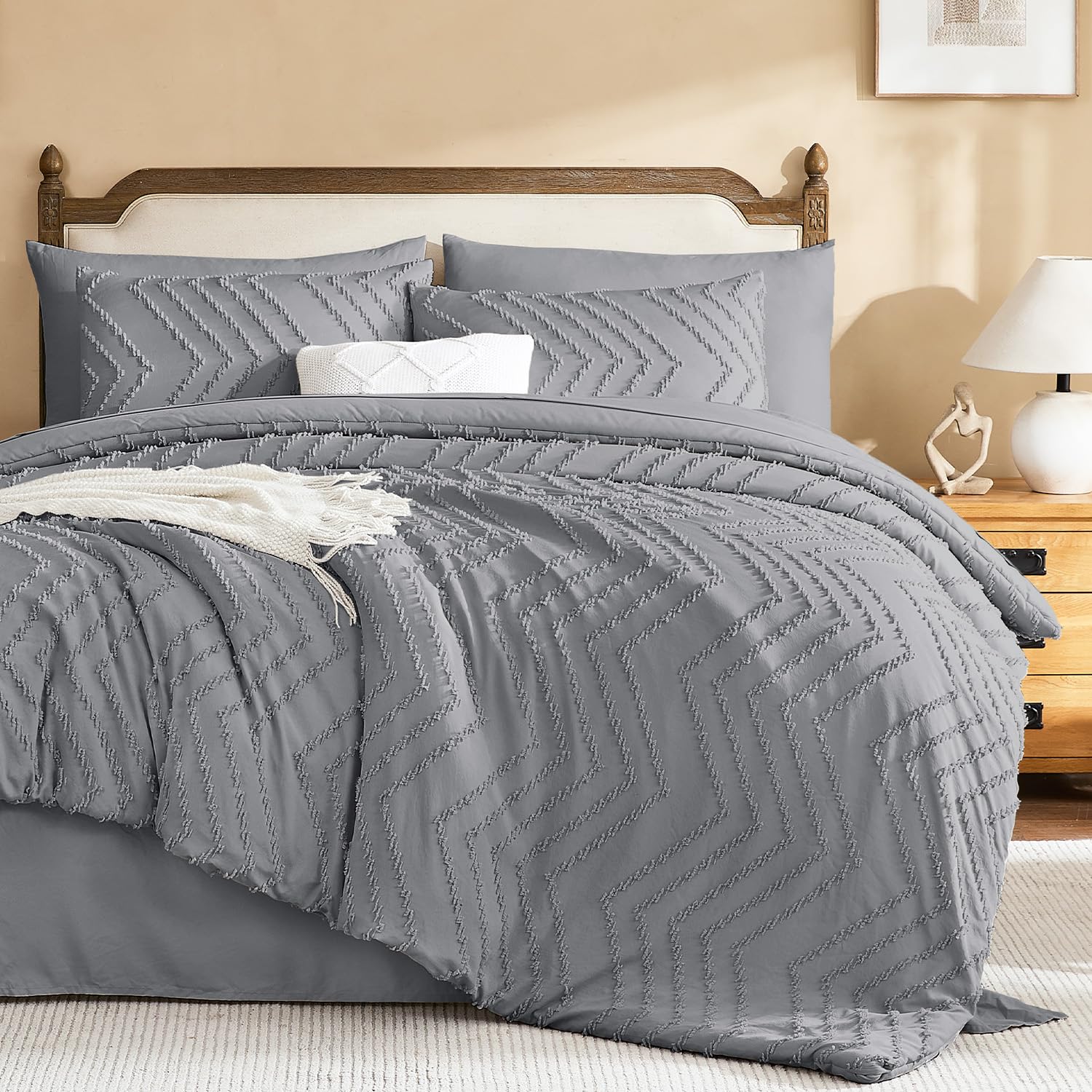 Litanika King Comforter Set with Sheets, 7 Pieces Boho Bed in a Bag