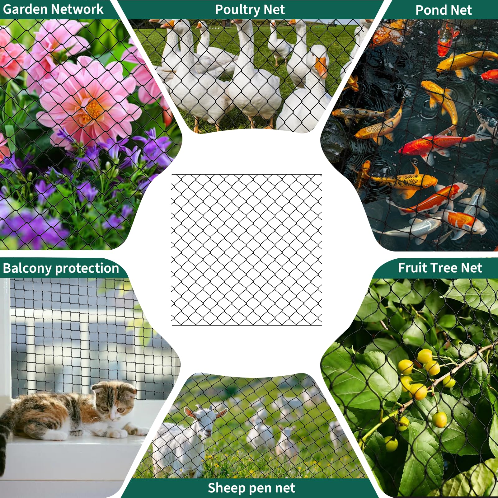LALAGO Rete Anti Uccelli, 7,5m x 7,5m Maglia 25mm x 25mm Rete Anti Piccioni Uccelli, Rete Tessuta Extra Forte, Reti per Proteggere Giardini Stagni Frutteti Orti Recinzioni