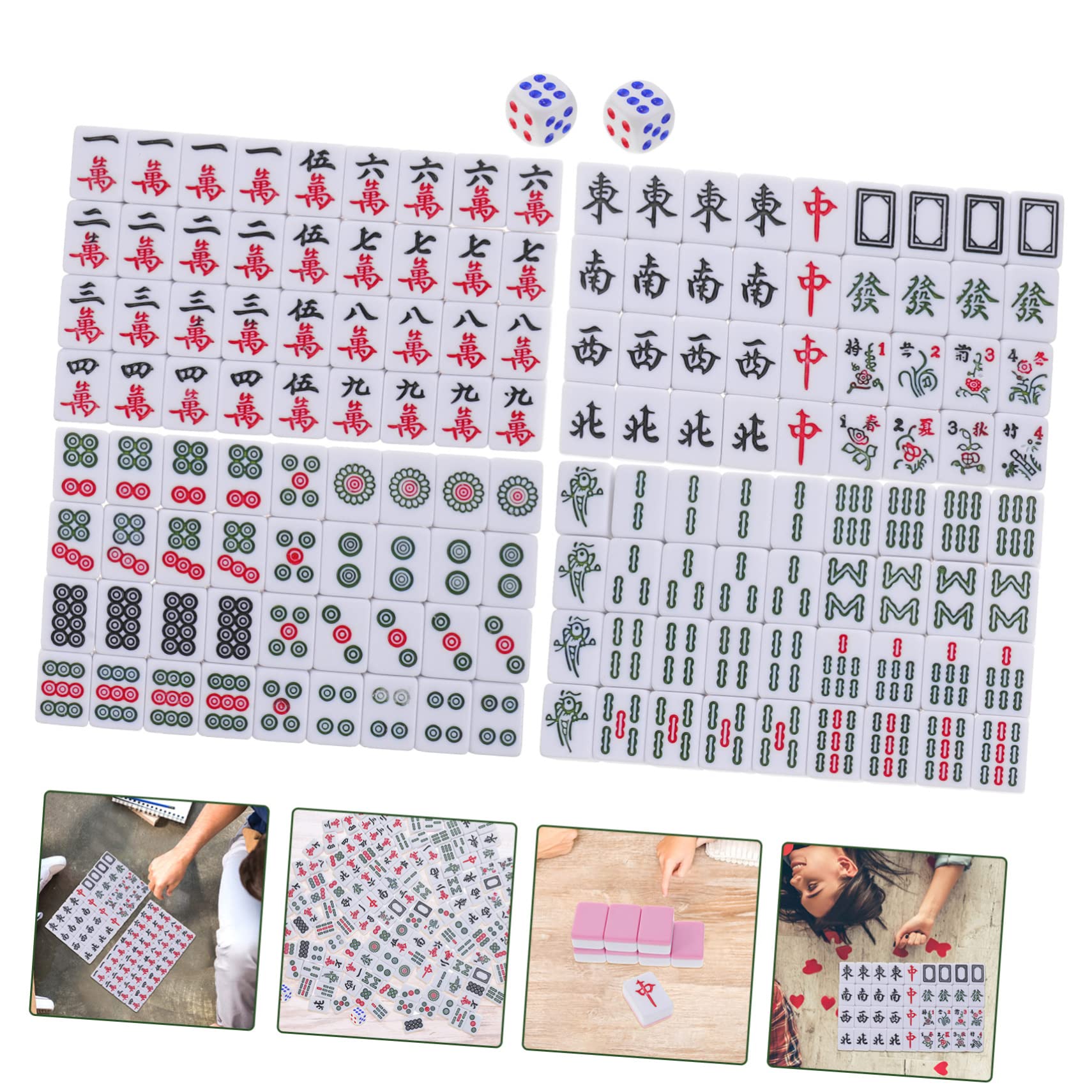 HEMOTON Chinesische Mahjong Steine 1 Satz Melamin Tragbar Weihnachten Event
