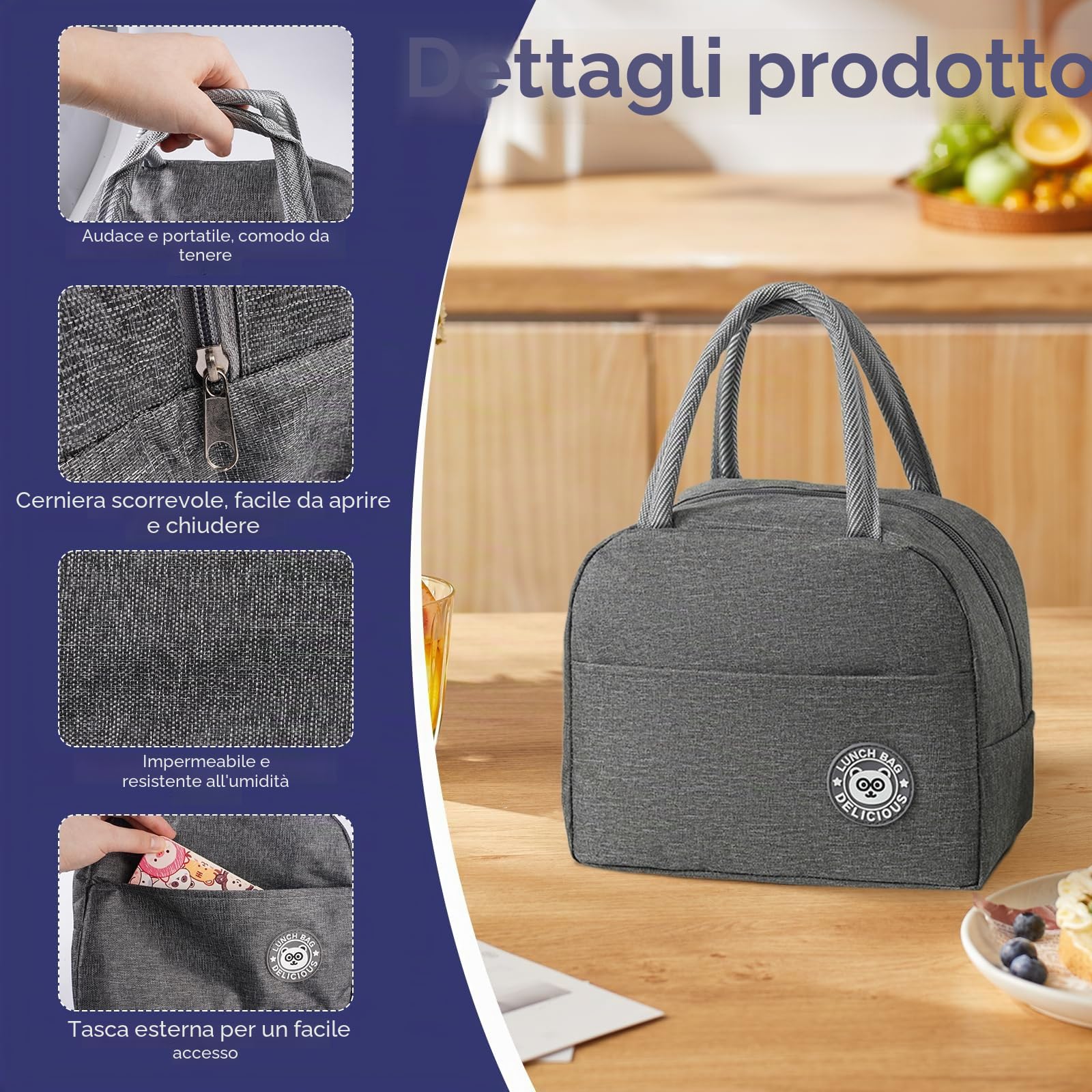 2 Pezzi Borsa Termica Porta Pranzo Piccola 7L Borsa Termica Pranzo, Lunch Bag Riutilizzabile Borsa Frigo Piccola Portatile Per Donne, Uomini, Studenti, Viaggi, Picnic, Scuola