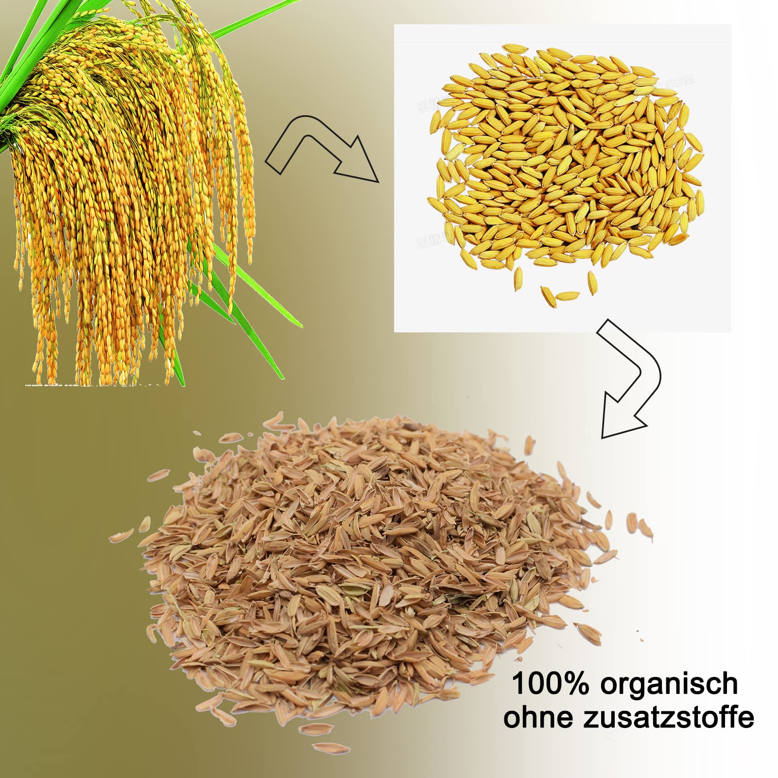 Mejale Reisspelzen Gartenbauqualität 60L, geeignet für Zimmerpflanzen, Gartenarbeit, Hühnerbetten, Gewächshaus, Gemüsegarten Hamster, Wachteln, Hühner