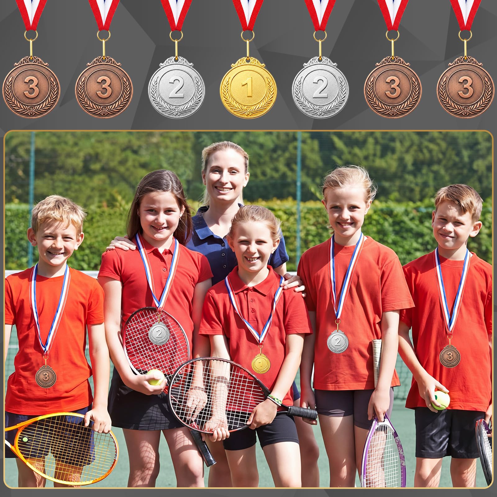 Kigeli Medaglie per il premio, in bronzo e oro, con nastro per il collo, 1°, 2°, 3°, premio per bambini, adulti, competizioni, sport, api ortografiche, 5 cm