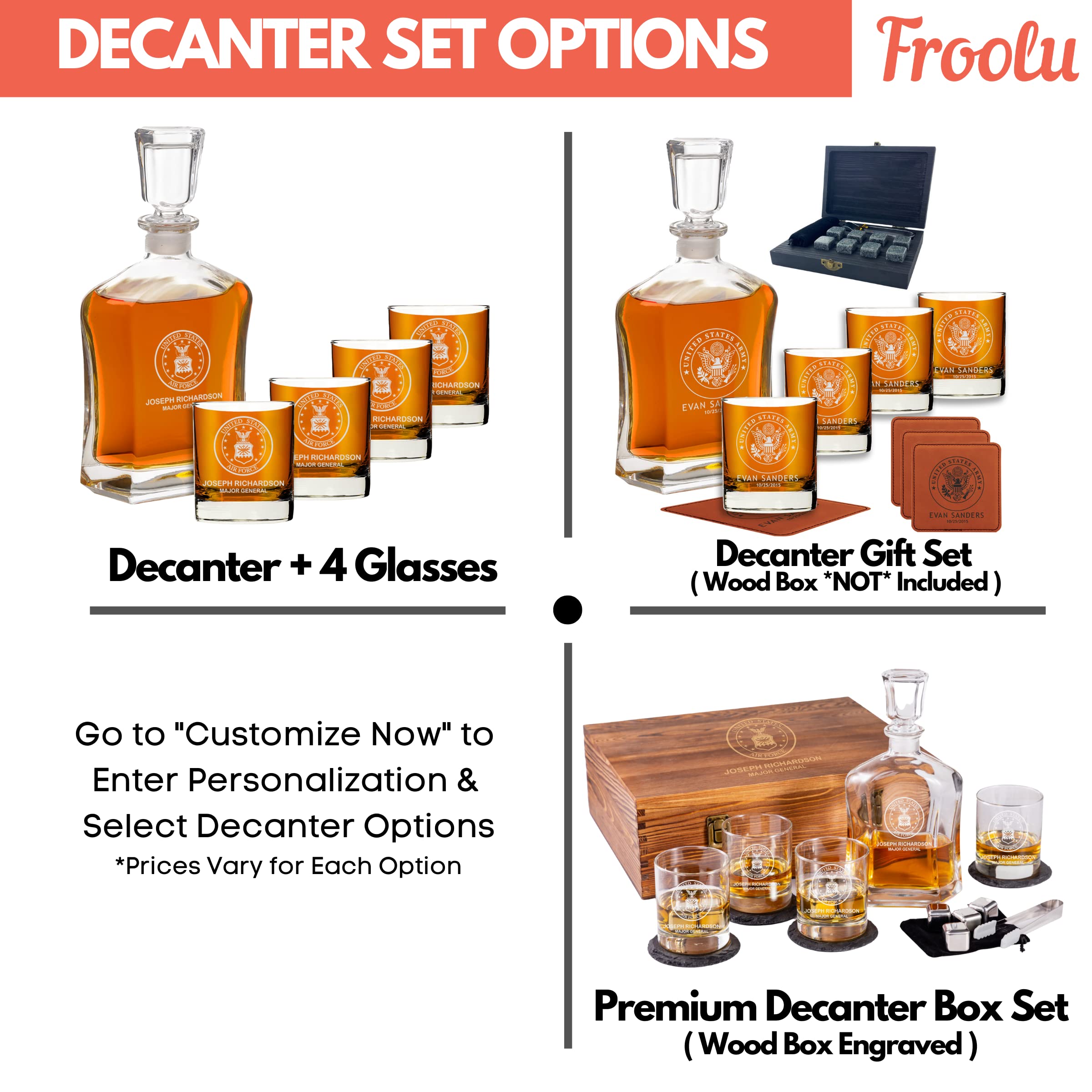 Personalized US Air Force Senior Master Sergeant Whiskey Decanter Set