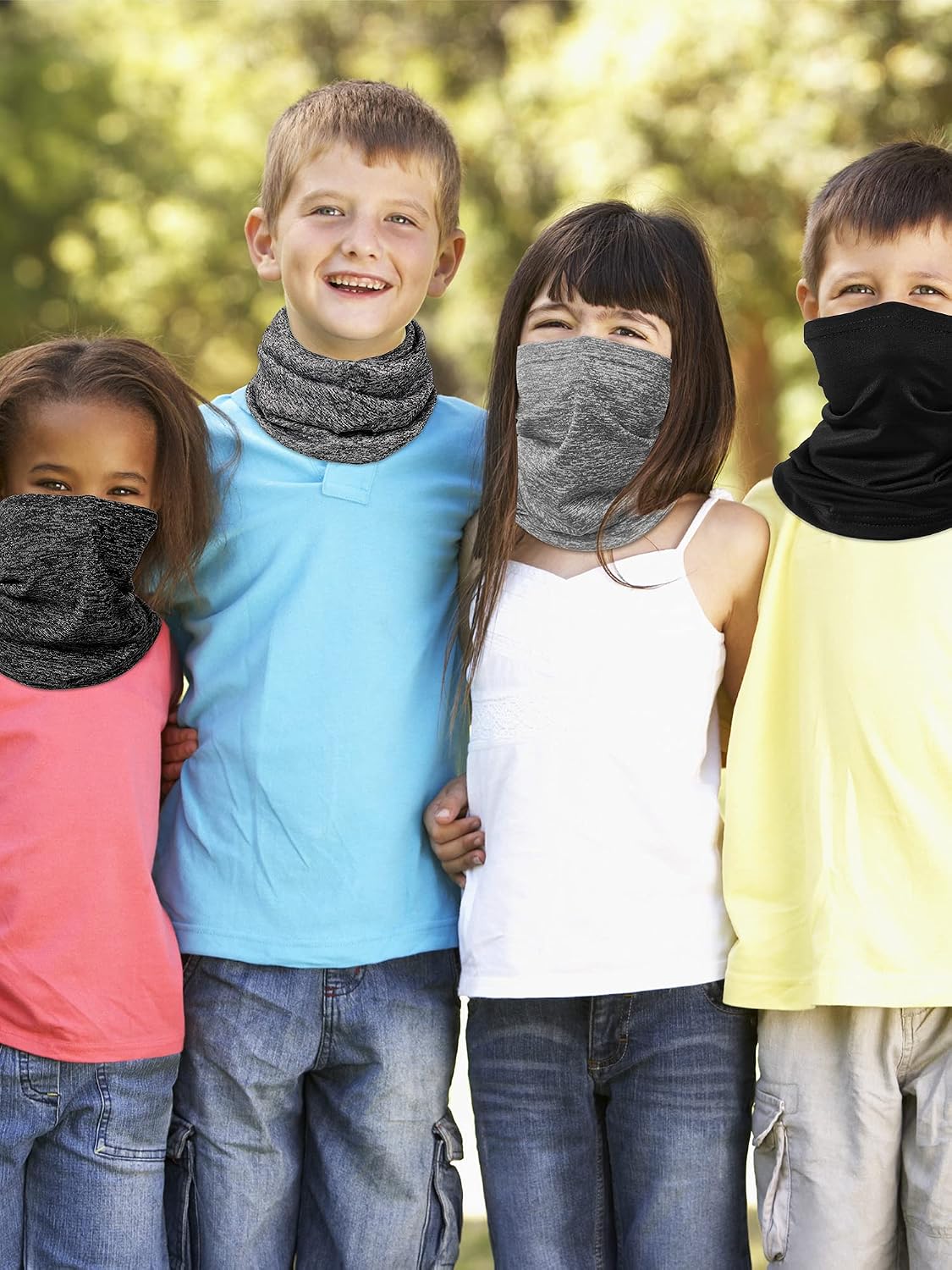 SATINIOR 4 Pieces Kids Summer Neck Gaiter Unisex Cooling Face Cover Scarf Breathable Sun Bandana Fishing Cycling Mask