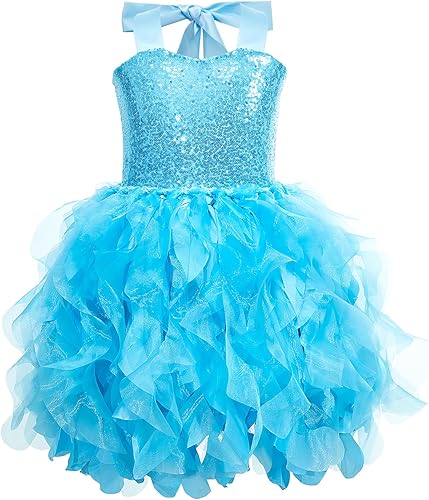 Vestido tutú para niñas con lentejuelas brillantes de tul de princesa, fiesta de cumpleaños, baile de graduación, vestido deportivo para niñas