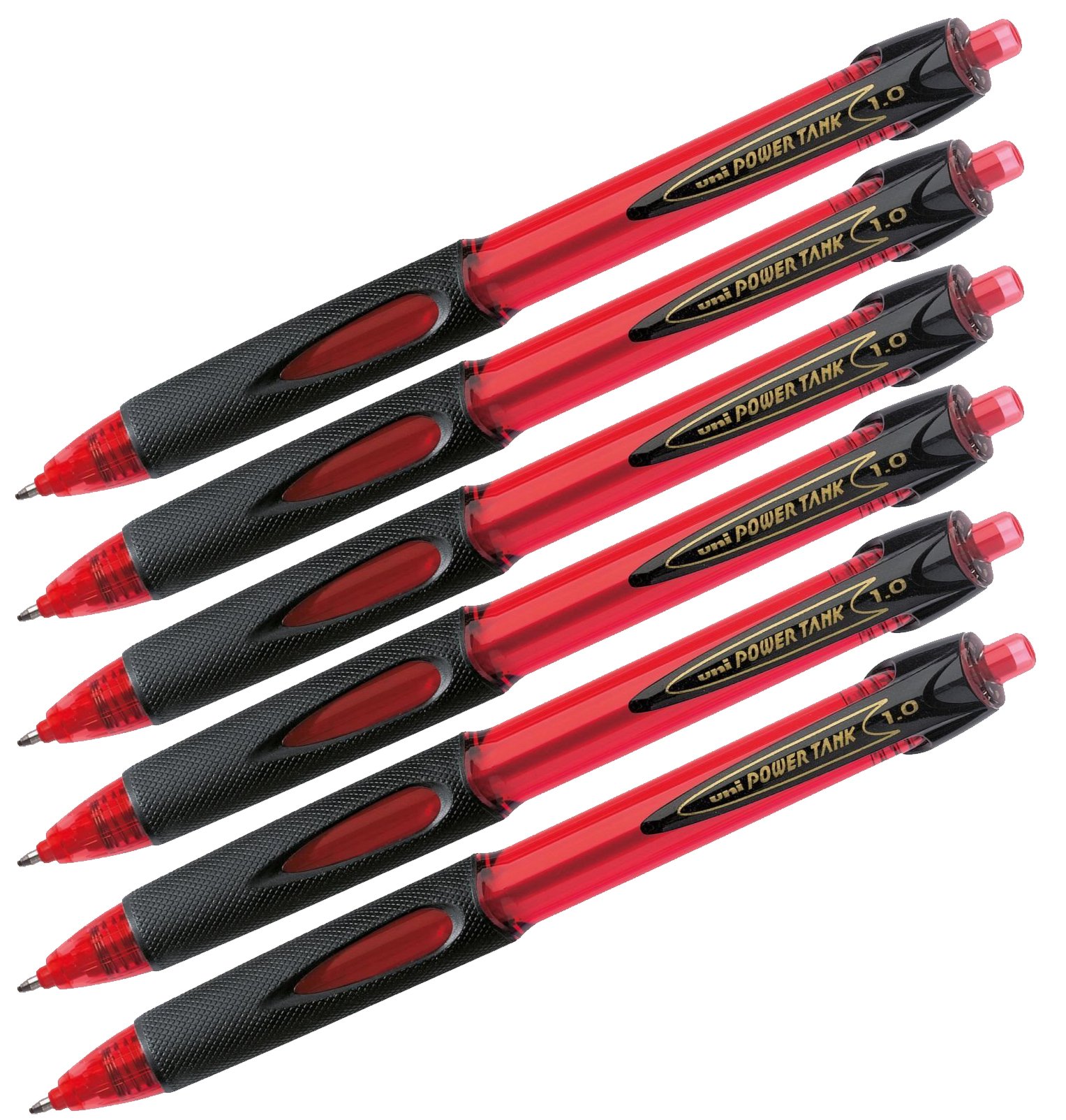 uni-ball® Powertank Ballpoint Pen with Push Mechanism, Stroke Width 0.4 mm, Ink Colour: Red, 6 Stück rot, 1 item