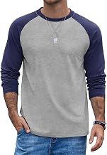 COOFANDY Men's Long-Sleeved T-Shirt Cotton Raglan Crew Neck Contrast Sleeves Regular Fit