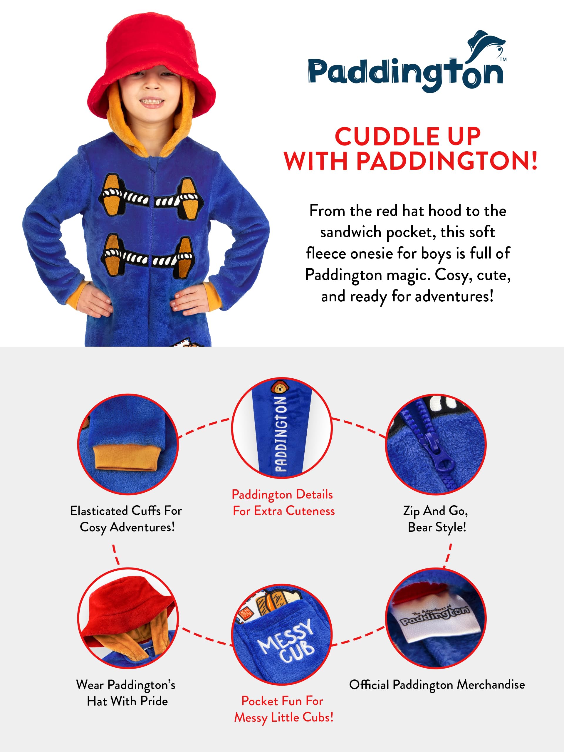 Paddington Bear Pigiama Ragazzo | Pigiami Intero con Cappuccio | Pigiama Bambino