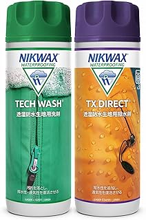 ニクワックス NIKWAX Tech Wash+TX.ダイレクト ウォッシュイン 300ml×2 - 防水透湿ウェア用、クリーナー&撥水加工剤、洗濯機で簡単ケア、通気性を保ち水をはじく