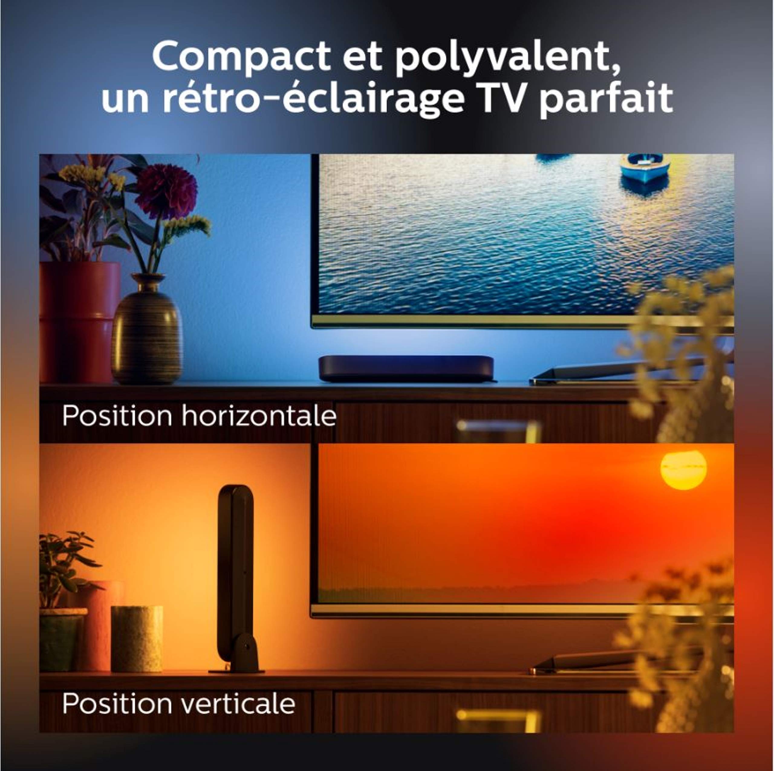 Philips Hue Play Pack White & Color Ambiance X2 6,6 W - Noir + Pont de Connexion - Fonctionne avec Alexa - Compatible avec Apple Homekit