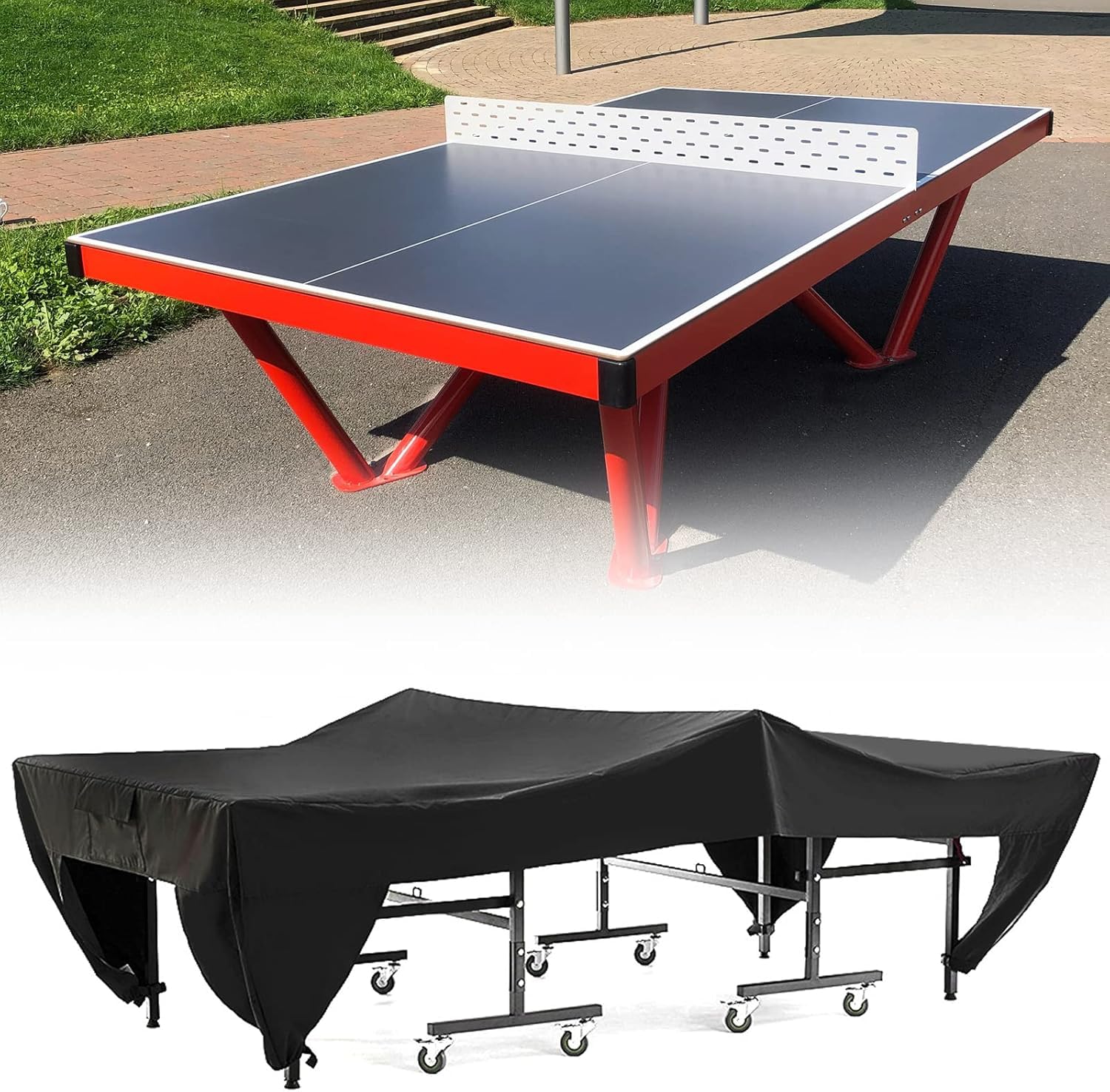 GAESHOW Funda para Mesa de Ping Pong, Impermeable Ajustable Resistente a la Intemperie Funda Protectora para Mesa de Ping Pong de Mesa para Exteriores 280x153x73cm — view 9