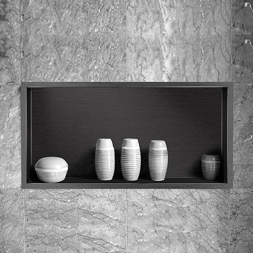 Miniatura 7 de Nicho de ducha de acero inoxidable cepillado de 24 x 12 pulgadas, organizador de ducha empotrado, inserto de estante de baño para instalación de