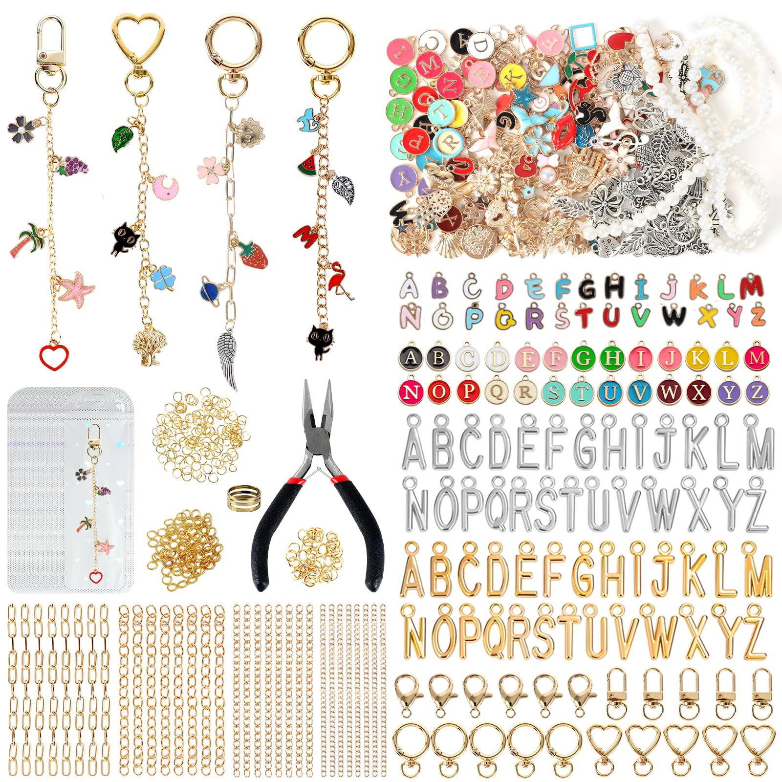 645Pcs Charms Lip Gloss Keychain Making Kit, Charms for Keychain Making
