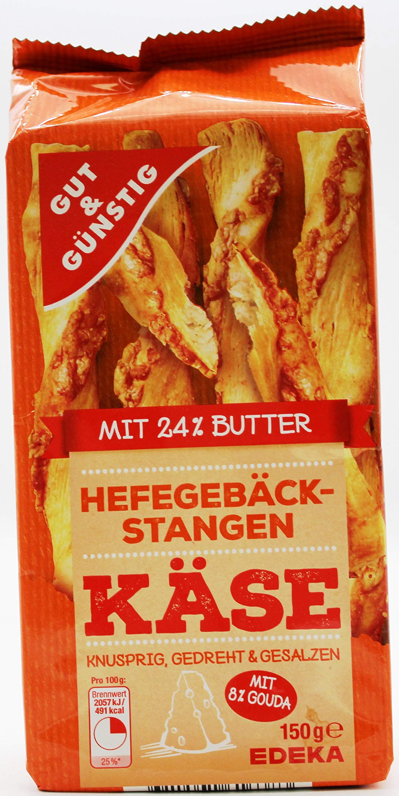 Gut & Günstig Hefegebäckstangen mit Käse, 12er Pack (12 x 150g)