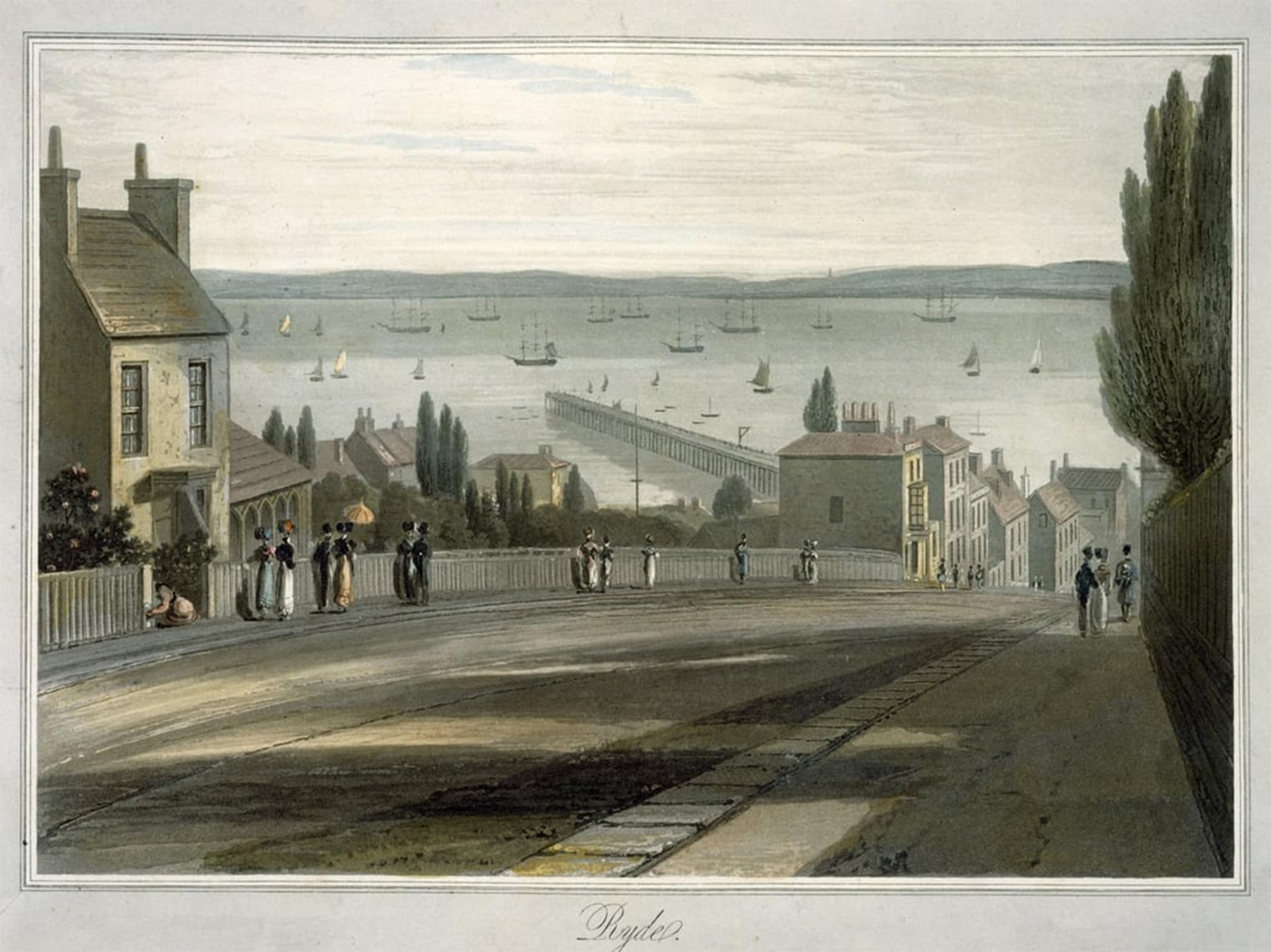 SERENDIPITP Vintage Picture Print on Canvas Wall Art Poster Ryde From a Around Great Britain Undertaken Between the Years by William Daniell Artwork Print Poster for Wall Decor 60x90cm