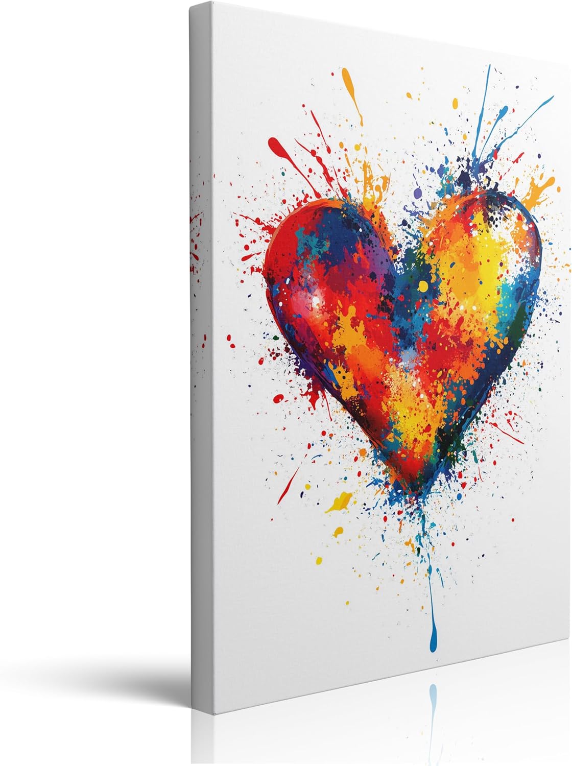 Cool Heart Graffiti Picture Wall Decor Framed Banksy Canvas Wall Art Colorful Gift Pop Prints Poster Love Painting for Living Room Bathroom Bedroom Home and Office Artwork (12"x16")