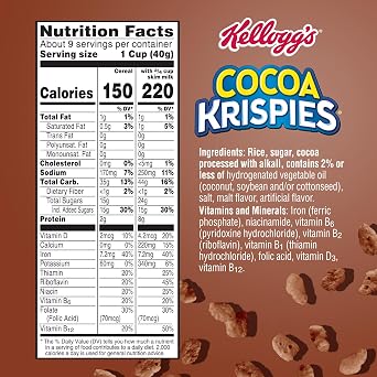 Kellogg's Cocoa Krispies Breakfast Cereal, Kids Snacks, Family Breakfast, Chocolatey Flavor, 12.6oz Box (1 Box)