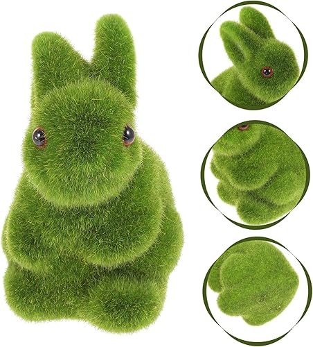 Miniatura 2 de Garneck Miniature Bunnies Plant Vase Artifical Animal Turf Grass Green Grass Rabbit Figurien Preserved Animal Fake Simulation False Doll Container