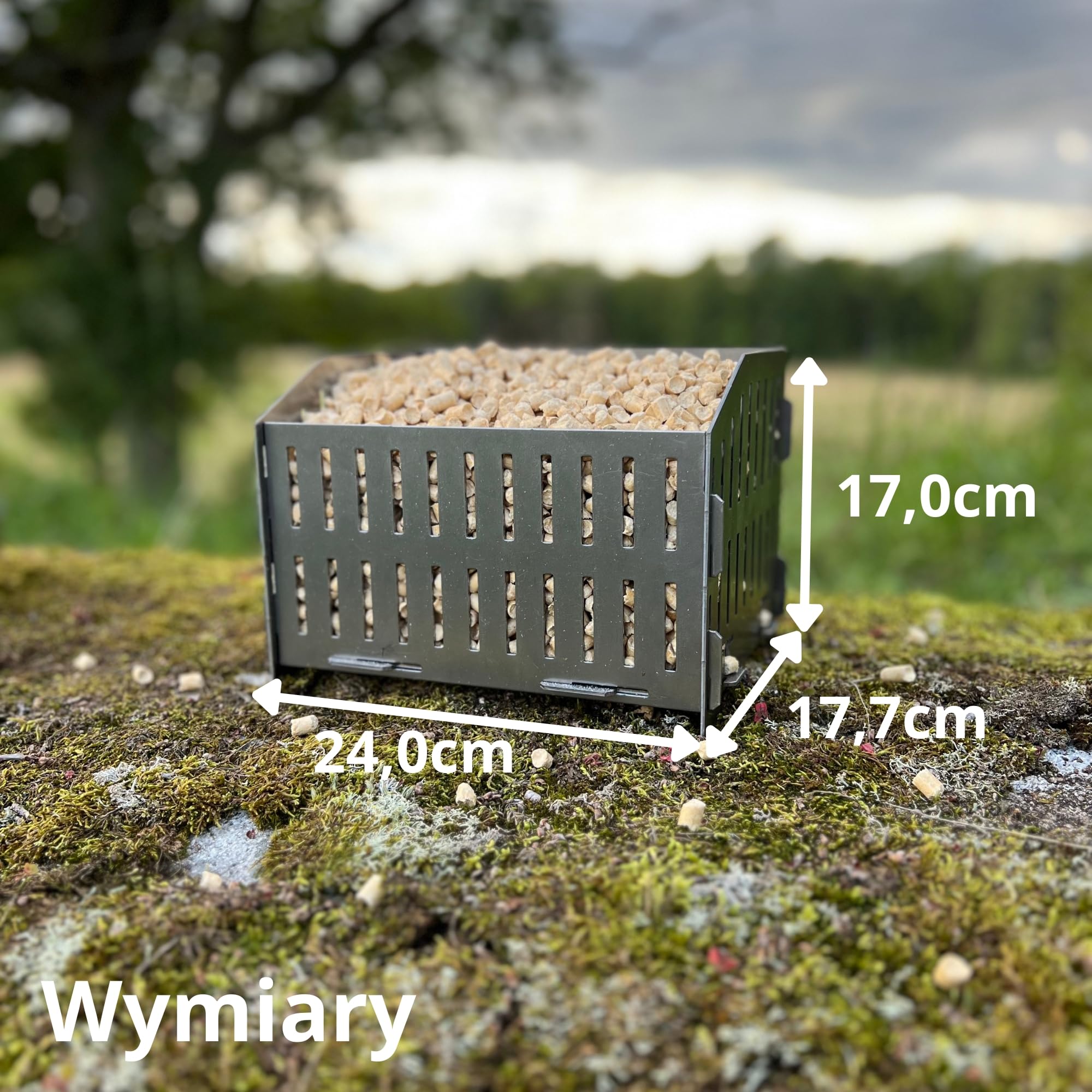 Palnik na pellet - Spalaj pellety drzewne w piecu na drewno lub otwartym kominku, szwedzka stal, 17,7 x 24,0 x 17,0 cm głębokość x szerokość x wysokość, 2kg, Kuchenka kempingowa