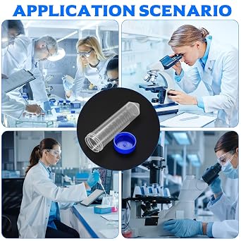 26 Pcs 50ml Plastic Test Tubes with Lids, Sample Bottles Sample Vials Containers, Test Vials Shot Tubes with Screw Caps Lid for Lab DIY Crafts Liquids, with 1 Sheet Sticker