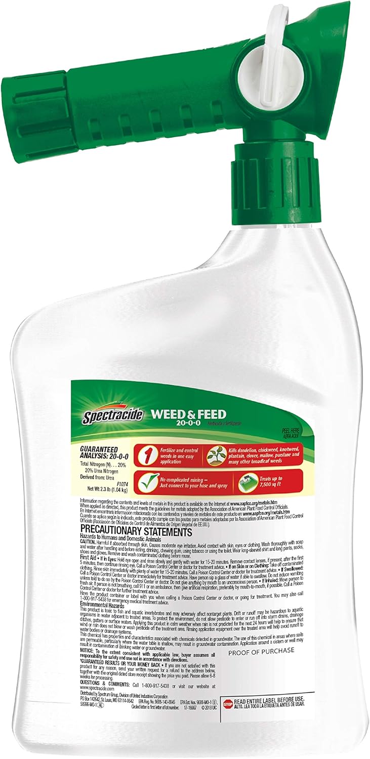 Spectracide Weed and Feed 20-0-0 32 Ounces, with QuickFlip Hose-End Sprayer (6 Pack) & Cutter Backyard Bug Control Spray Concentrate, Mosquito Repellent, Kills Mosquitoes, Fleas & Listed Ants